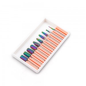 10pcs Set Rainbow Color Tungsten Carbide Nail Drill Bits