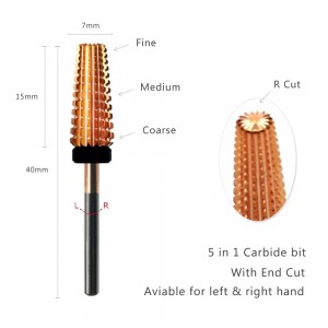Rose Gold Coating 6 in 1 Tungsten Carbide Nail Drill Bits