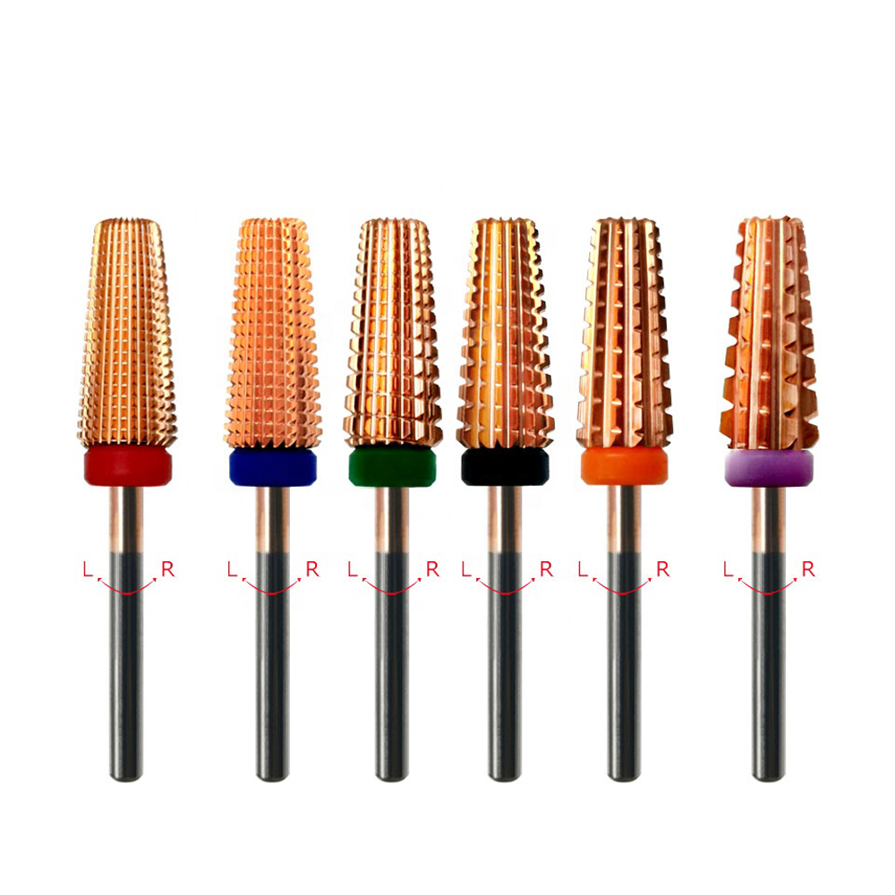 Chinese Professional Cuticle Drill Bit - Rose Gold Coating 6 in 1 Tungsten Carbide Nail Drill Bits – Misbeauty