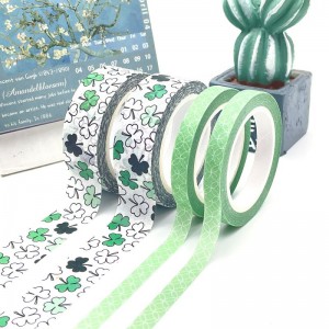Colored Craft Custom Printed Green Glitter Kawaii Korea Washi Tape
