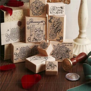 Custom Eco Friendly Cartoon Design Toy Diy Arts Wooden Rubber Stamps