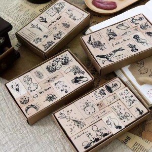 Custom Eco Friendly Cartoon Design Toy Diy Arts Wooden Rubber Stamps