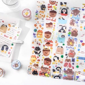 Custom na Personalized Iridescent Design Makukulay na Cartoon Pattern Washi Tape Set