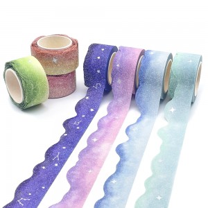Wholesale Custom Logo Decoration Adhesive Washi Glitter Masking Tape Colored Printing