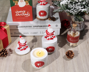 Xmas decoration scented candle Santa Claus home decoration scented soy candle with lid