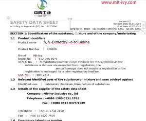 MIT-IVY  athena best sell for  High quality 99% N,N-Dimethyl-o-toluidine CAS NO 609-72-3