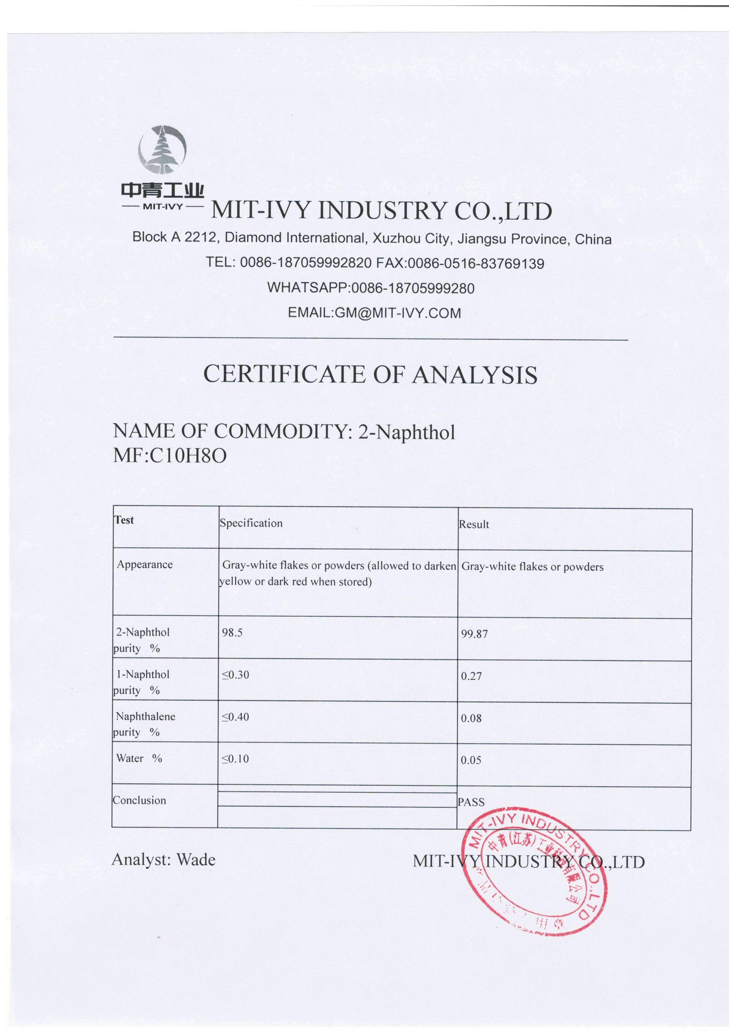 China Manufacturer for m-Dichloro Benzene - mit-ivy industry Athena CEO for  2-Naphthol  beta-naphthol  b-naphtol  naphthalen-2-ol  CAS 135-19-3 – Mit-ivy