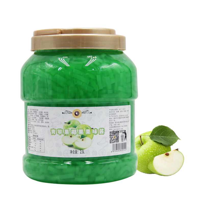 Mixue OEM Nata de coco Green apple flavor wholesale Coconut Meat Jelly Fruit Sauce jam for bubble tea milkshake decoration