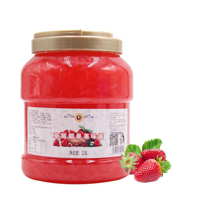 Mixue OEM Nata de coco Strawberry flavor wholesale Coconut Jelly Fruit Sauce jam material for milk tea milkshake deco