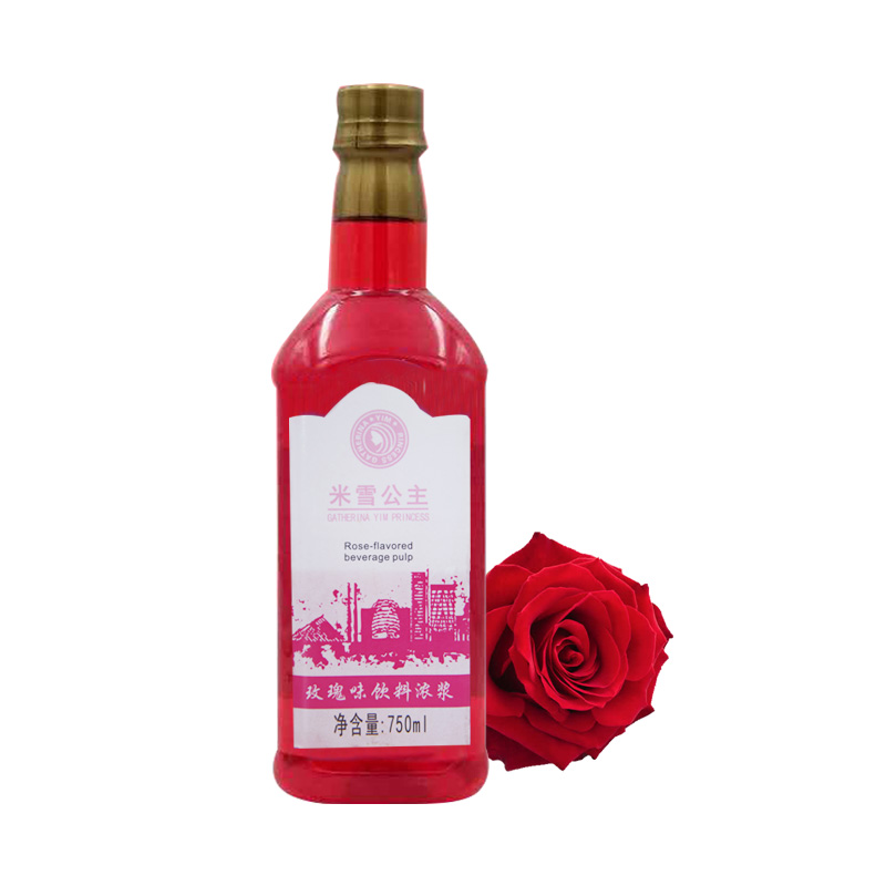 Mixue rose Flavored cocktail syrup thick pulp 750ml for drinks beverage