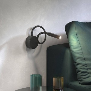 Modern Indoor hotel home bedroom led flexible arm wall mounted lamp round interior bedside reading wall light