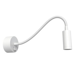 Indoor led hotel bedroom white wall lamp gooseneck sconce flexible arm bedside reading wall light