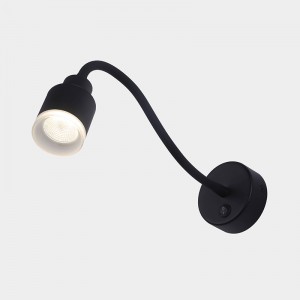 5W cob modern hotel home bedroom black led wall mounted lamp interior gooseneck sconce flexible arm bedside reading wall light