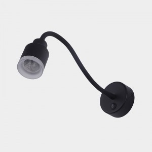 5W cob modern hotel home bedroom black led wall mounted lamp interior gooseneck sconce flexible arm bedside reading wall light