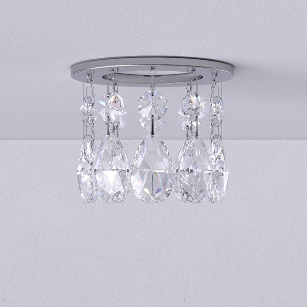 small decoration crystal glass octagonal bead hanging lamp living room ceiling drop light raindrop Chrome fixture recessed spotlight