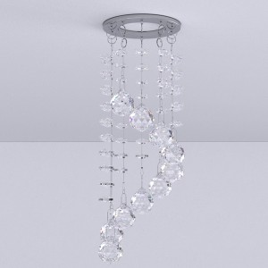 decoration crystal glass octagonal bead hanging lamp living room ceiling drop light spiral crystal chain chrome fixture recessed spotlight