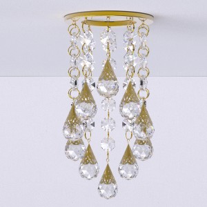 decoration crystal glass bead hanging lamp living room ceiling drop light spiral crystal chain gold fixture recessed spotlight