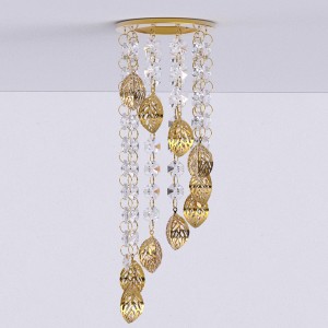 decoration crystal glass bead hanging ceiling lamp living room pendant drop light spiral crystal chain gold fixture recessed spotlight