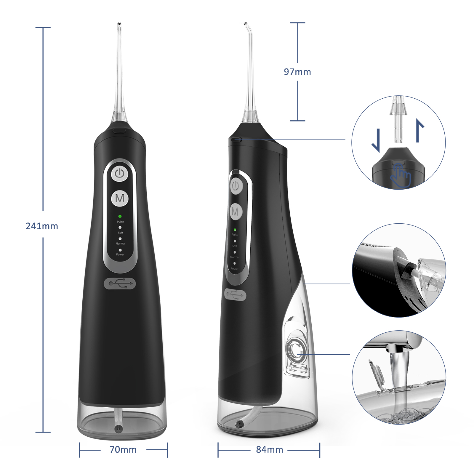 Chinese wholesale Irrigator For Oral - 4 Modes Water Flosser Portable – Mlikang detail pictures