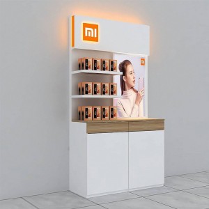 OEM ODM wooden display stand Supermarket cell phone promotion display