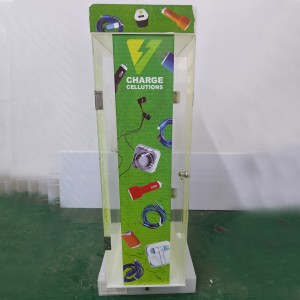Soporte de exhibición de acrílico para cargador de teléfono móvil, estante giratorio para cargador de vitrina