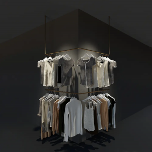 Tindahan ng Damit Display Furniture Commercial Clothing Display Boutique Furniture Metal Gold Garment Rack para sa Retail