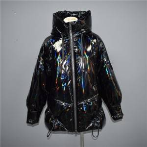 2021 Latest Design Long Bomber Jacket Womens - 2021 autumn and winter women’s short fashion trendy shiny down jacket, cotton jacket 008 – Qinghua Haichuang