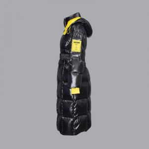 Женска долга модна јакна над колена, сјајна јакна надолу, памучна јакна 002