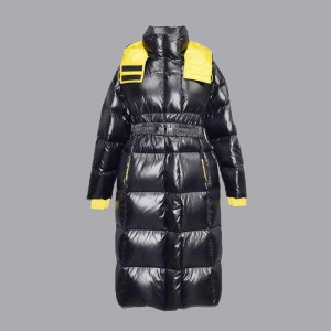 Women’s long over-the-knee fashion shiny down jacket, cotton jacket 002
