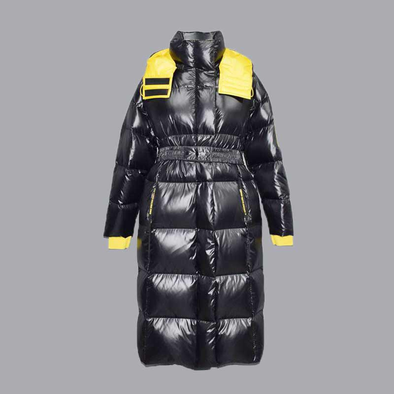 Women’s long over-the-knee fashion shiny down jacket, cotton jacket 002 Featured Image