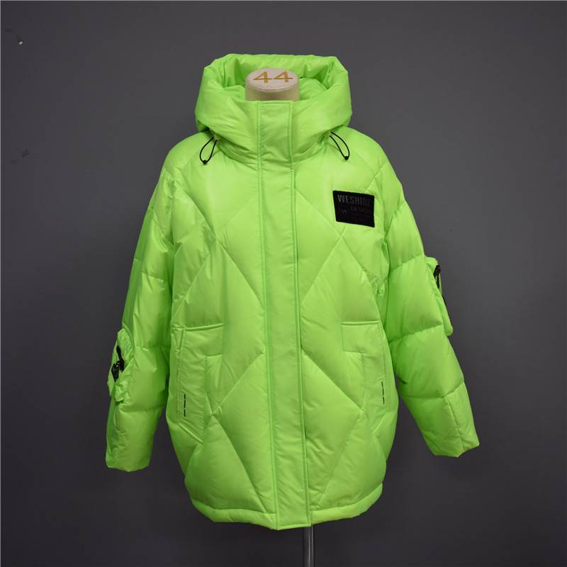 OEM China Down Jacket With Belt - 2021 Fall/Winter Trendy Fashion Loose Bright Color Down Jacket, Cotton Jacket 005 – Qinghua Haichuang