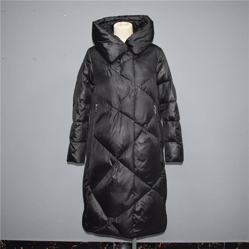 Factory Supply Lady Winter Coat - 2021 autumn and winter new style diamond over the knee hooded long down jacket, cotton jacket 022 – Qinghua Haichuang
