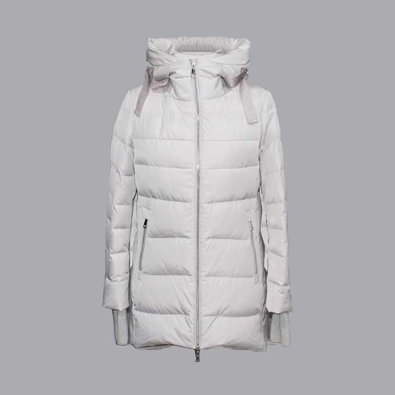 Јесен и зимска нова женска јакна средње дужине са капуљачом, једноставна лежерна доња јакна, памучна јакна 081