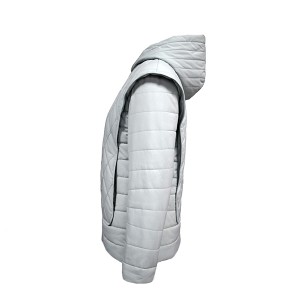 タイトル: 春と秋の女性のフェイクツーピースフード付きキルティング薄手ジャケット bm050