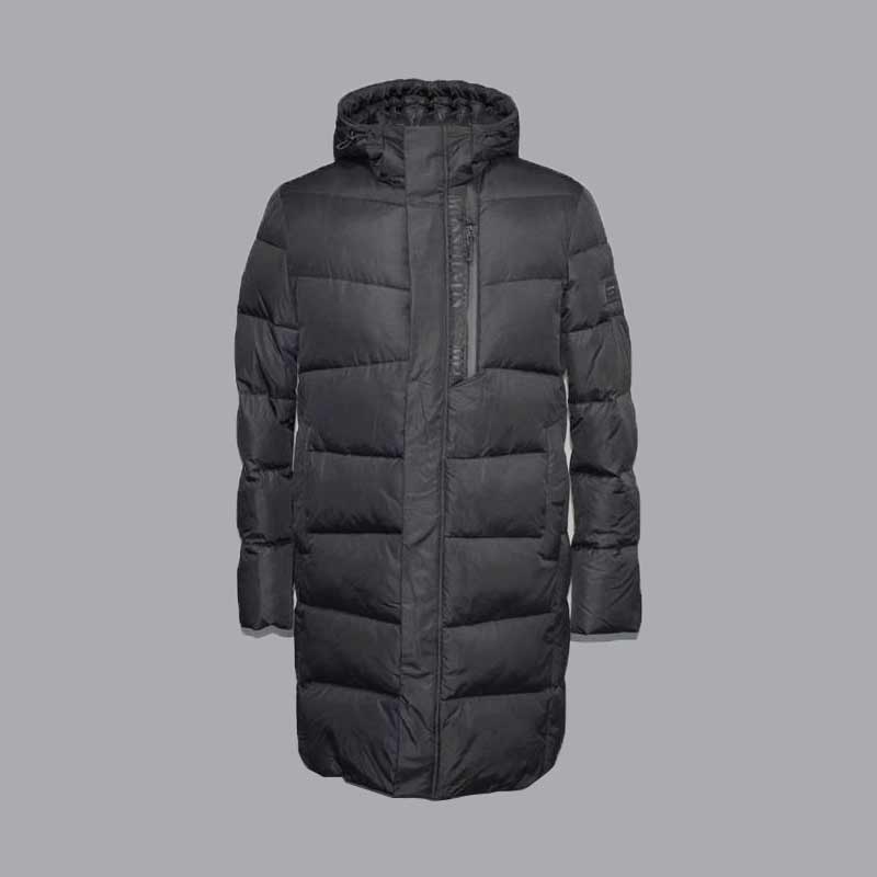 メンズ秋冬ロングビジネスファッション暖かいフード付きダウンジャケット、中綿ジャケット9220