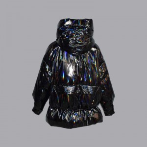 2021 가을 겨울 여성 짧은 패션 트렌디한 샤이니 다운 재킷, 면 재킷 008