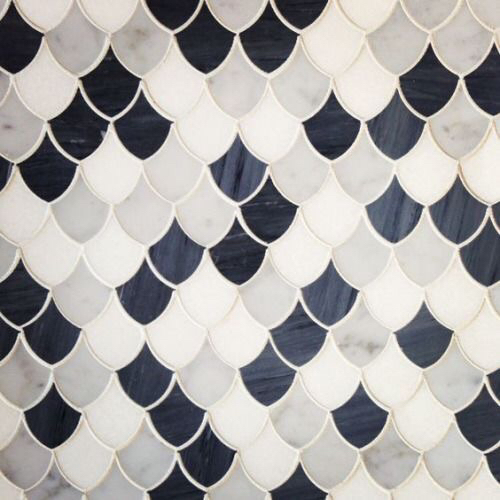 China Irregular Mosaic Crystal Glass Floor Tile Mosaic Waterjet Black Marble Inkjet Mosaics Tile Bathroom Wall