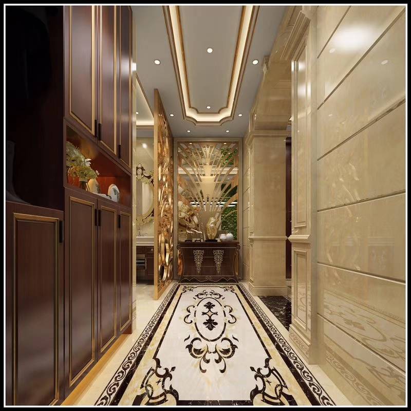 Hot New Products China Lobby Flooring Design Waterjet Marble Inlay Medallion