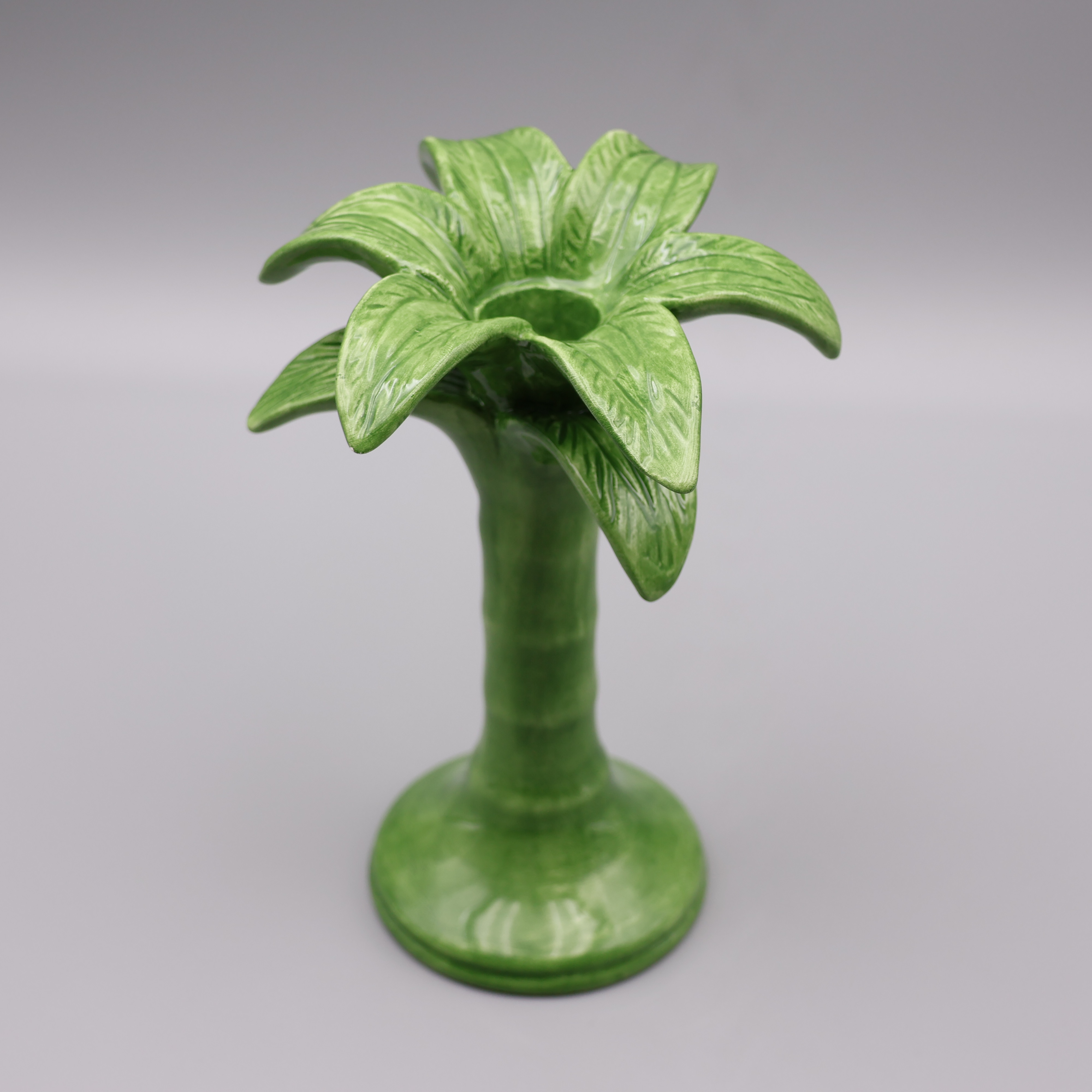 Ceramic Palm Trees Candle Holder Green