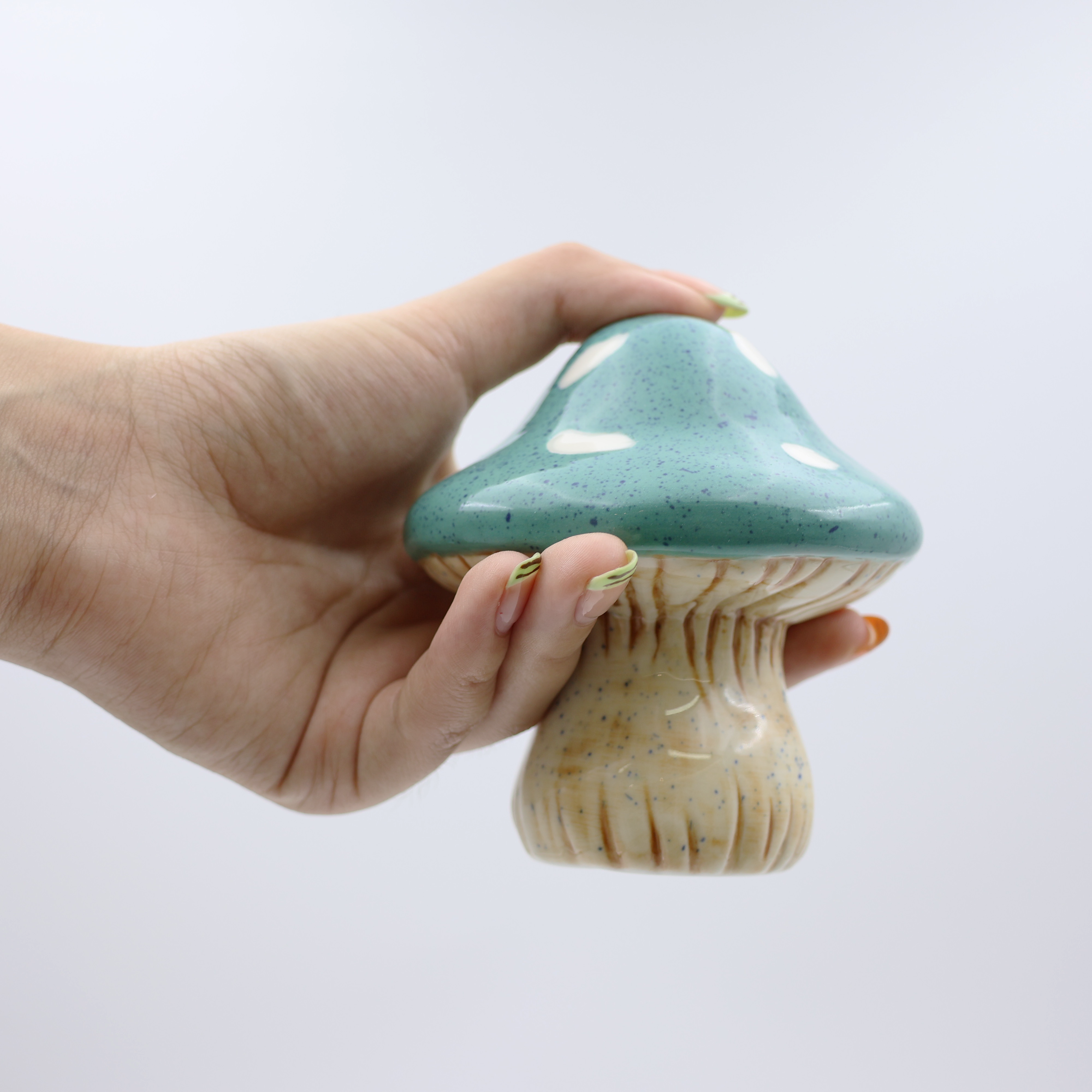Ceramic Mushroom Watering Bell Blue