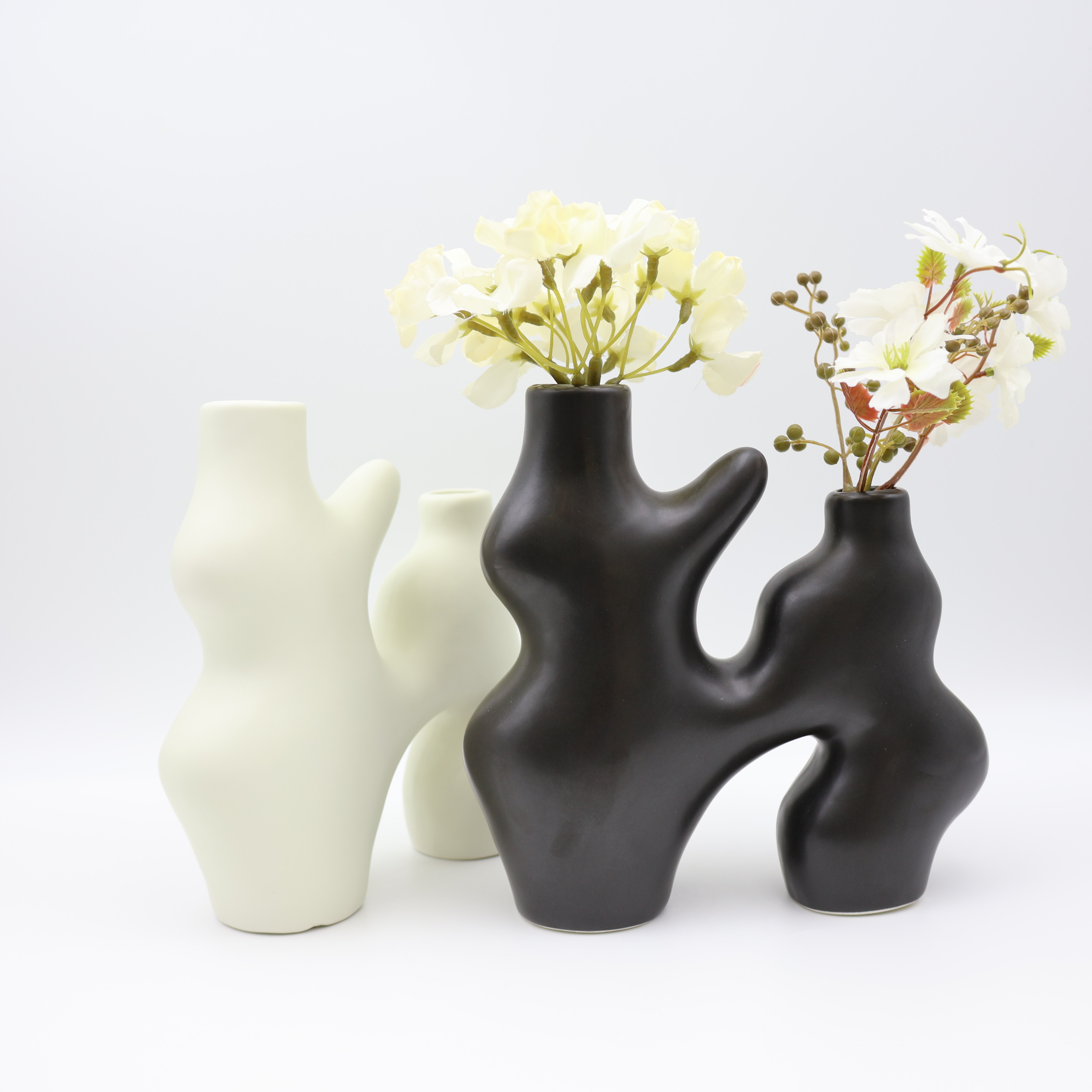 Ceramic Nordic Decor Flower Vase Black