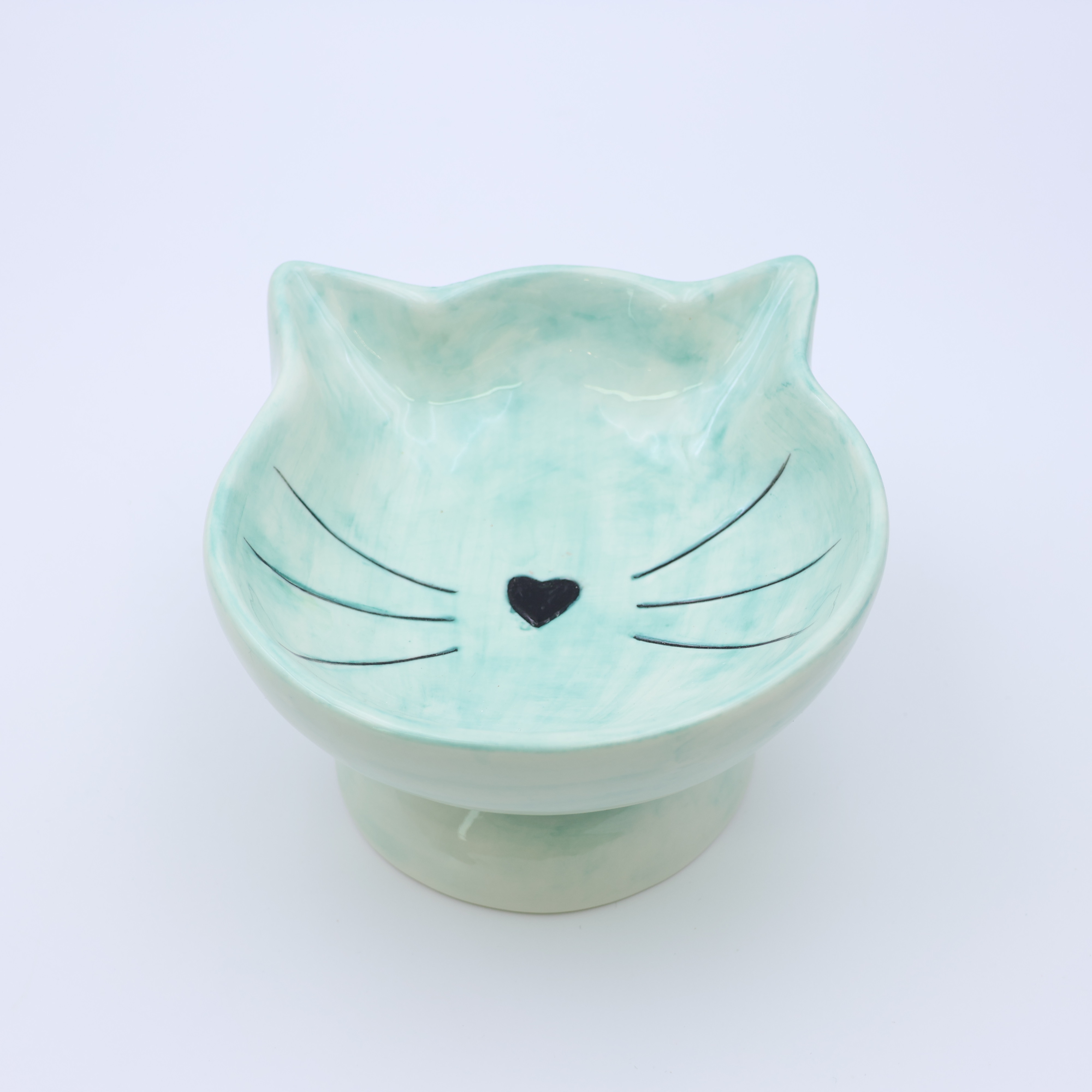 Ceramic Cat Food and Water Bowl Mint Green