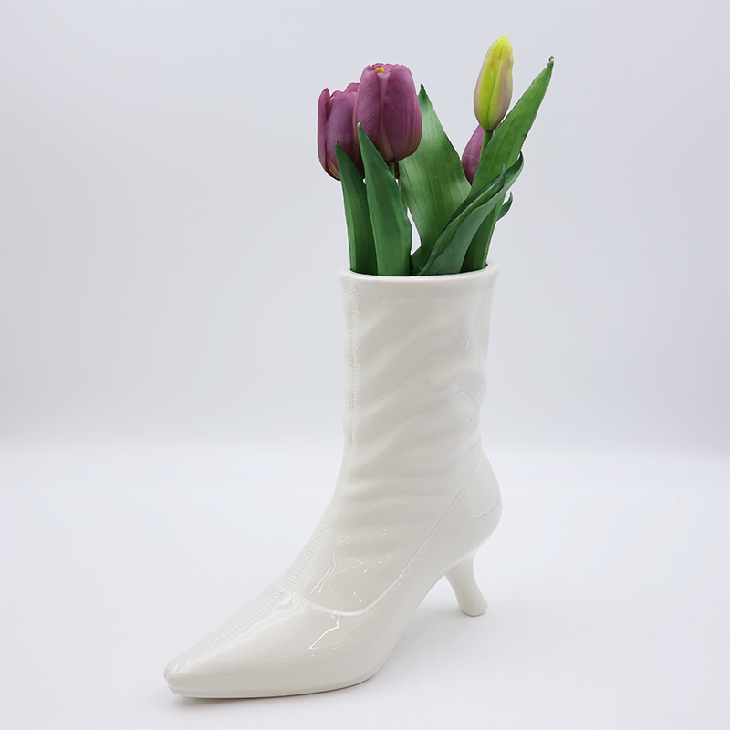 Ceramic Boot Vase White