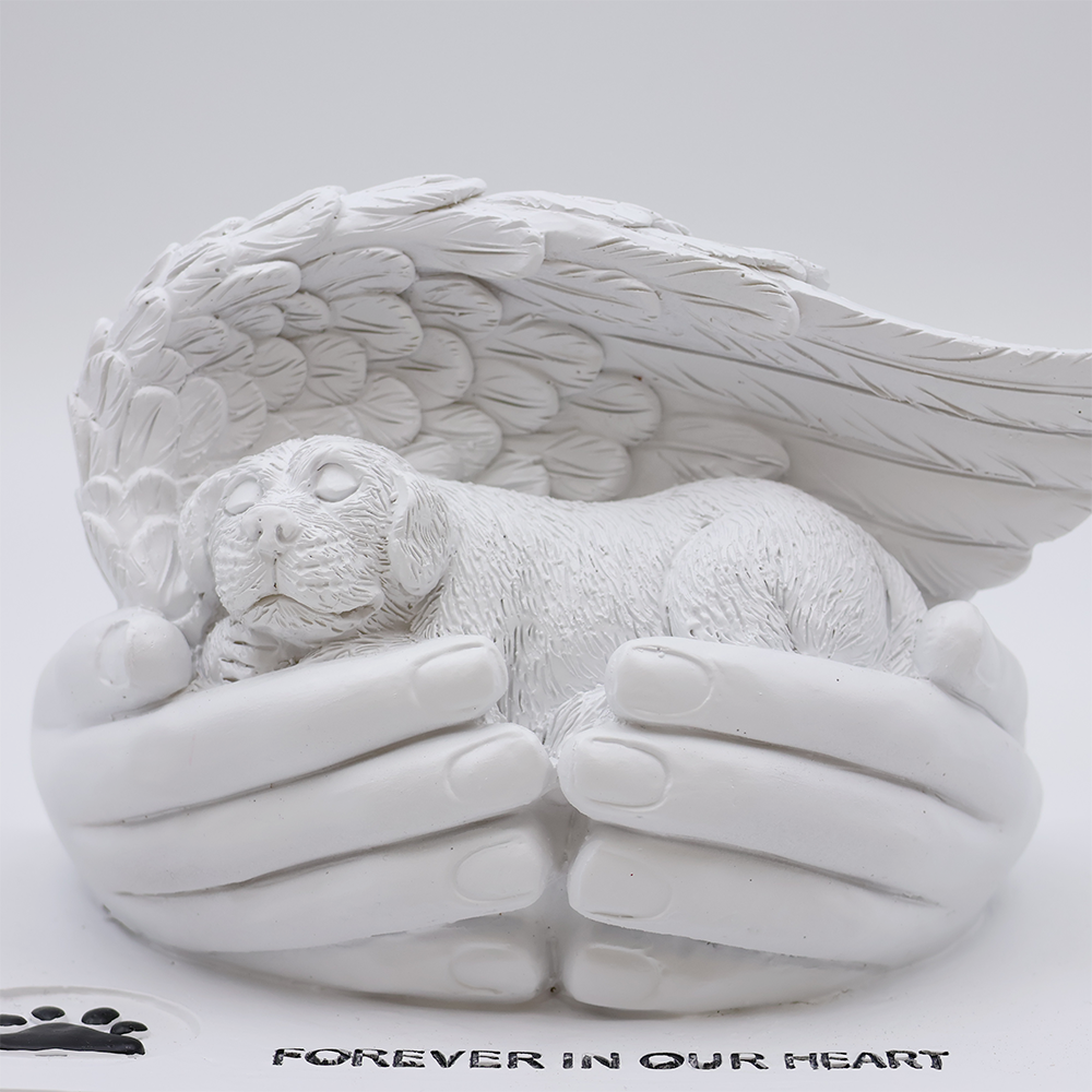 Sleeping Dog in Angel Wing Memorial Statue
