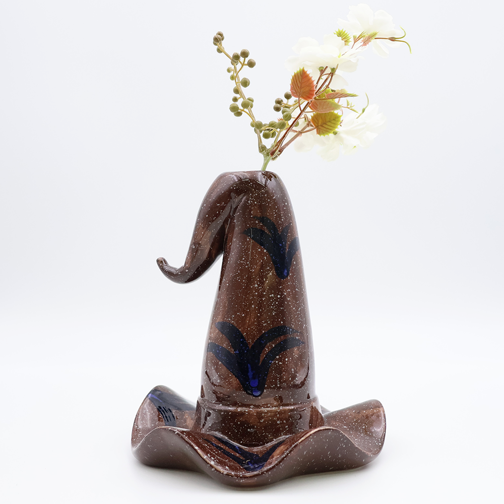 Ceramic Witch Hat Vase Brown
