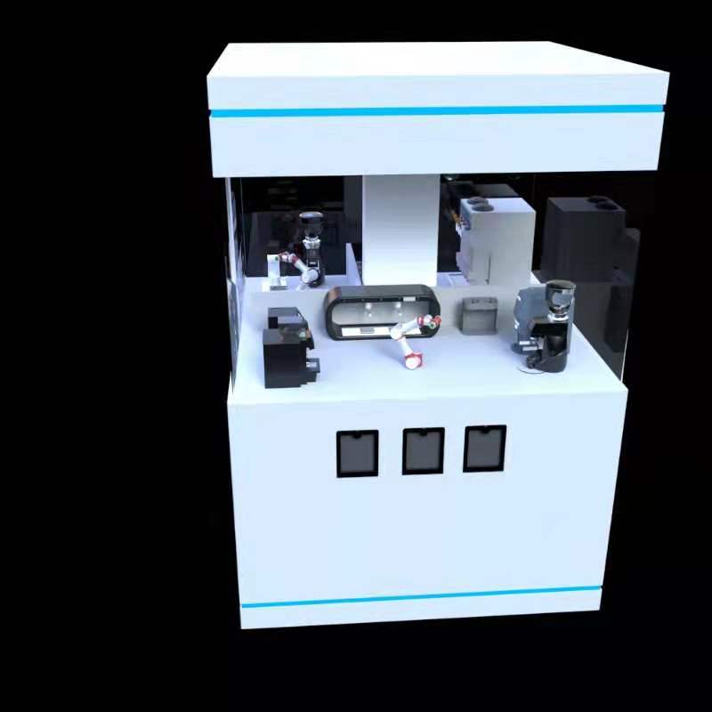 Robot barista coffee kiosk with snacks