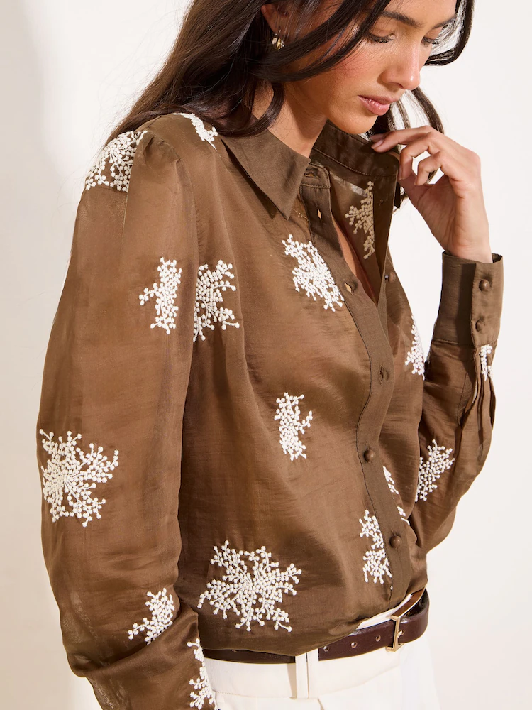 Regular fit embroidered women’s shirts and blouses