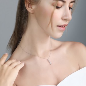 Wholesale Paperclip Chain Necklace Silver - 0.55ct round cut CZ diamond pendant 18.0 inch 14k white real gold box chain necklace – Mingtai