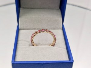 2.5mm Natural Gemstones 14K Yellow Gold Ring Pink Tourmaline Rings Pink 1 Dark Pink