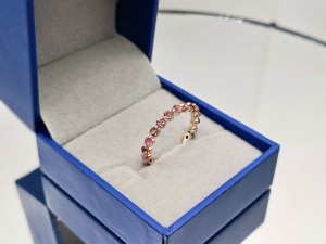 2.5mm Natural Gemstones 14K Yellow Gold Ring Pink Tourmaline Rings Pink 1 Dark Pink